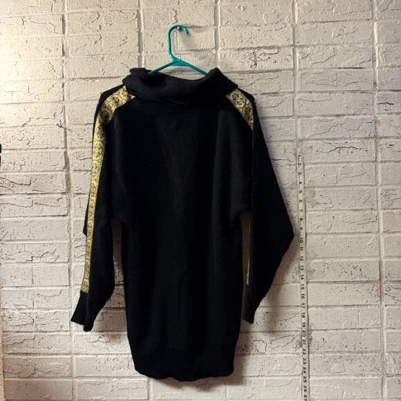 Vintage Eminent Black Wool Angora Sweater Tunic – Gold Stud & Button Med - Picture 7 of 11